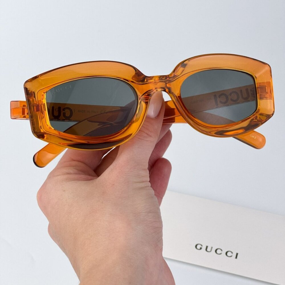Gucci GG1719S 005 BRAND NEW Sunglasses Orange Grey Women Square